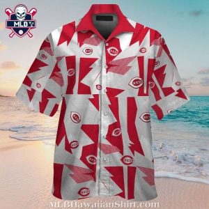 Abstract Red Fanfare – MLB Cincinnati Reds Hawaiian Button-Up Shirt