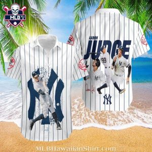 Action Pinstripe Aaron Judge NY Yankees Aloha Shirt – Classic Game Day Design