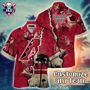 Arizona Diamondbacks Custom Team Red Tropical MLB Aloha Shirt