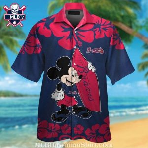 Atlanta Braves Classic Character Mickey Mouse Surf Hawaiian Shirt – Animated Waves