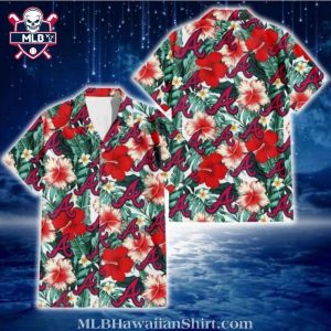 Atlanta Braves Floral Cheer Tropical Hawaiian Shirt – Red Hibiscus Dream