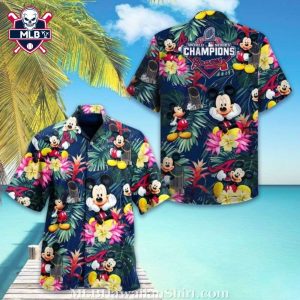 Atlanta Braves Hawaiian Shirt – Mickey Graphic And Tropical Forest Design