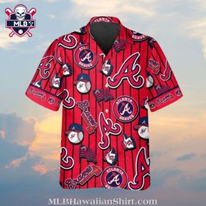 Atlanta Braves Iconic Red Hawaiian Shirt – Home Run Stripe Pattern