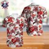 Classic Hibiscus Washington Nationals Hawaiian Shirt – Striped Floral Elegance