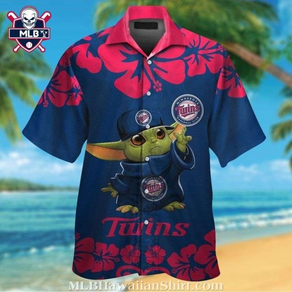 Baby Yoda Hibiscus Flower Pattern Minnesota Twins Hawaiian Shirt