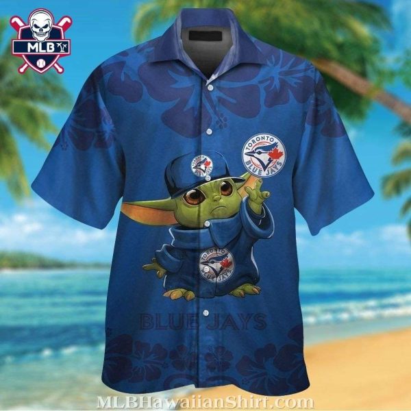 Baby Yoda Hibiscus Flower Toronto Blue Jays Hawaiian Shirt