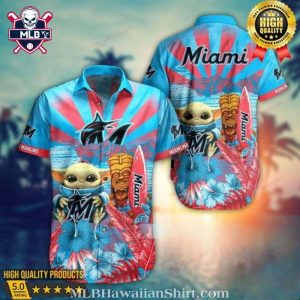 Baby Yoda Tiki Totem Miami Marlins Tropical Hawaiian Shirt – Unique Logo Design