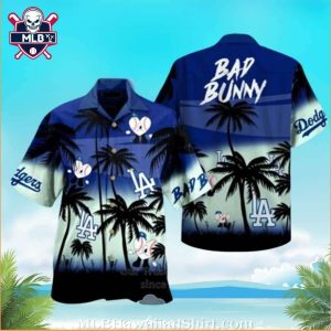 Bad Bunny Dodgers Night Palms MLB Hawaiian Shirt – Rhythmic Fan Groove