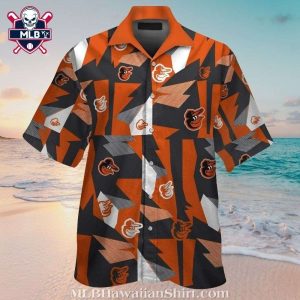 Baltimore Orioles Abstract Art Orange And Black Hawaiian Shirt
