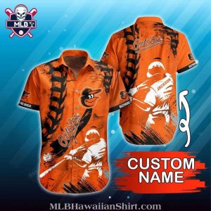Baltimore Orioles Baseball Action Customizable Hawaiian Shirt