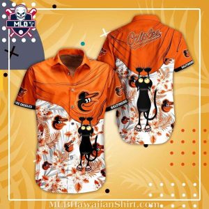 Baltimore Orioles Cat And Floral Tropical Shirt