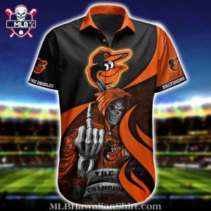 Baltimore Orioles Champion Skeleton Graphic Aloha Shirt