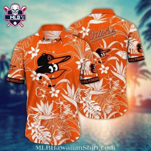 Baltimore Orioles Classic White Hibiscus Hawaiian Shirt
