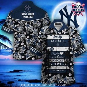 Baseball And Family-themed – Tropical Nights NY Yankees Floral Aloha Shirt