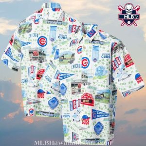 Baseball Landmarks – Chicago Cubs Scenic Hawaiian Shirt With Iconic Graphics