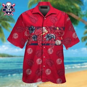 Baseball Red Tropical NY Yankees Hawaiian Shirt