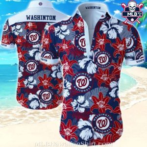 Beachfront Bash Washington Nationals Hawaiian Shirt – Red White Team Florals