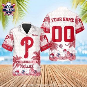 Beachside Pitch – Phillies White Hawaiian Shirt With Red Accents