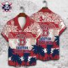 Boston Red Sox Aloha Shirt With Pink Flower And Baseball Graphics