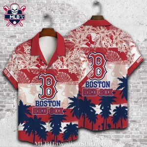 Beachy Boston Red Sox Tropical Hawaiian Shirt In Red And White