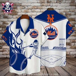 Big League Blue NY Mets Waves Hawaiian Shirt