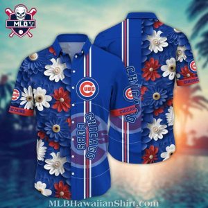 Blooming Fandom – Floral Badge Chicago Cubs Hawaiian Shirt
