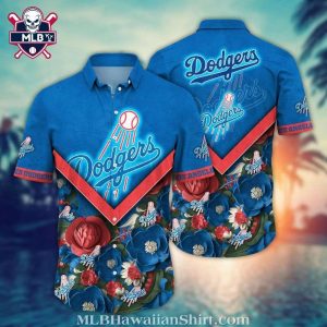 Bold Blue Flora LA Dodgers Hawaiian Baseball Shirt