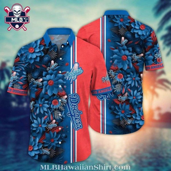 Bold Floral Contrast Los Angeles Dodgers MLB Aloha Shirt