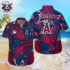 Classic Blue Angels Baseball Hawaiian Shirt With Large Logo And Floral Accents