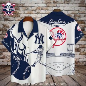 Bold Yankees Flame Graphics Aloha Shirt – Yankees Hawaiian Shirt