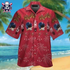 Boston Red Sox Baseball Gear Red Tropical Hawaiian Shirt