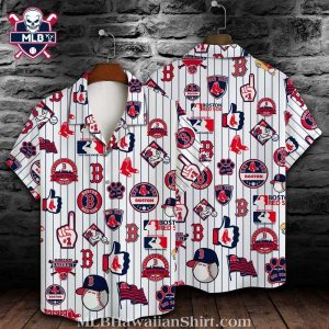 Boston Red Sox Baseball Iconography Hawaiian Shirt