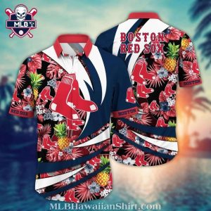 Boston Red Sox Classic Stripes And Pineapple Tropical Shirt