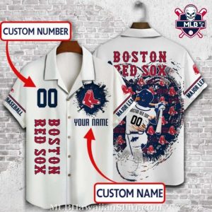 Boston Red Sox Custom Name White Baseball Jersey Hawaiian Shirt