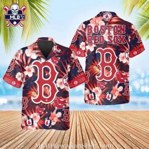 Boston Red Sox Floral And Logo MLB Hawaiian Shirt