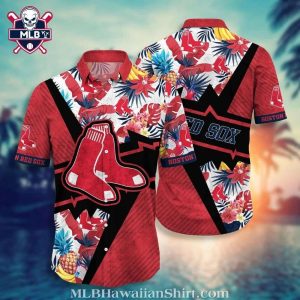 Boston Red Sox Floral And Pineapple Hawaiian Shirt