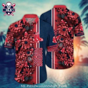 Boston Red Sox Floral Emblem Aloha Shirt