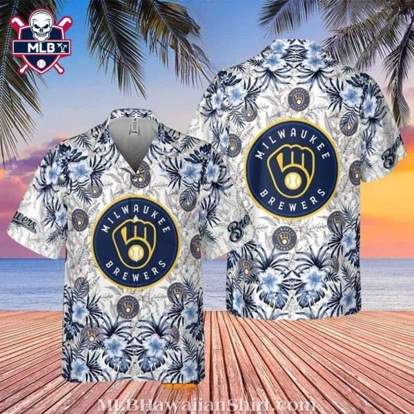 Brewers’ Coastal Classic – White Hibiscus flowers Milwaukee Hawaiian Shirt