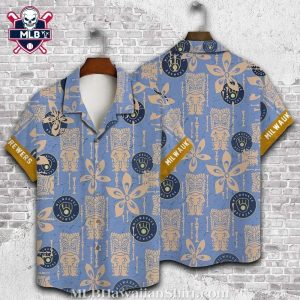 Brewers’ Sky Blue Patterns – Soft Toned Aloha Shirt
