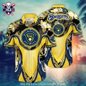 Brewers’ Tropical Elegance – MLB Milwaukee Brewers Floral Hawaiian Shirt