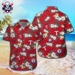 Bright Floral Patterns Texas Rangers Hawaiian Shirt