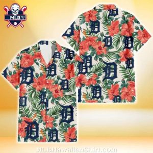 Bright Hibiscus Detroit Tigers Tropical Hawaiian Shirt