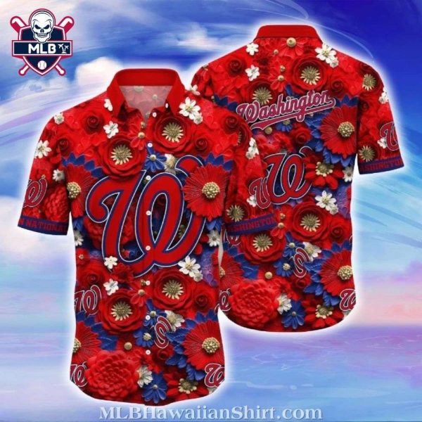 Capital Blooms Washington Nationals Tropical Hawaiian Shirt – Vivid Floral Array