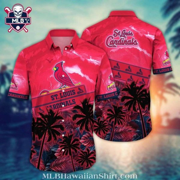 Cardinal Red Sunset Palms St. Louis Aloha Shirt