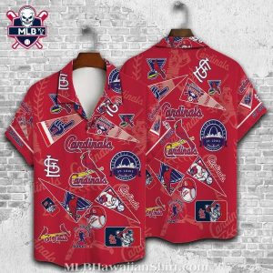 Cardinals Collage Red St. Louis Baseball Hawaiian Shirt