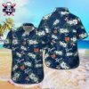 Detroit Tigers Baseball And Tropical Leaves Blue Hawaiian Shirt