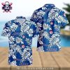 Deep Blue Skies And Palm Tree Motifs Texas Rangers Aloha Shirt