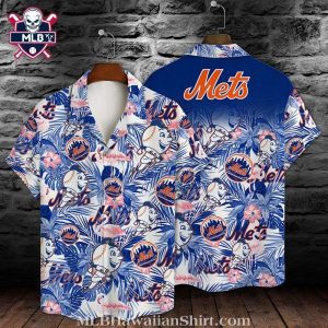 Cheerful New York Mets Mascot Tropical Blue Hawaiian Shirt