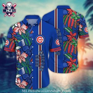 Chicago Cubs Botanical Pitch MLB Hawaiian Shirt – Vibrant Flora And Stripes
