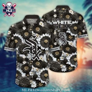 Chicago White Sox Dark Floral Aloha Shirt With Sunflower Accents